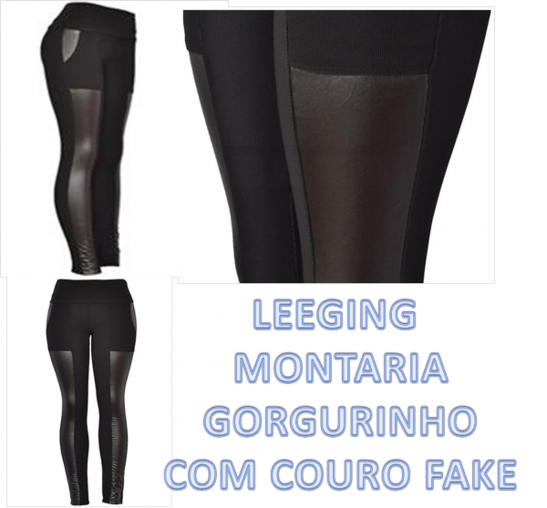 Legging em Gorgurinho c/ Couro Fake GRADE COM 10 peças